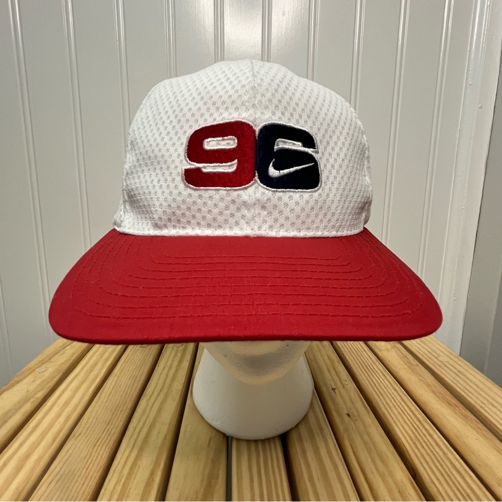 Nike 96 Olympics Hat USA Rare Red Bill Gold Medal Hockey America Red White Blue